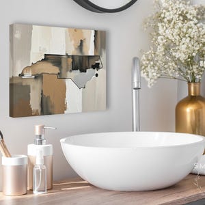 Abstract North Carolina State Silhouette Wall Art Print, Modern Minimalist Painting in Neutral Muted Color Artwork, Brown Beige Gray Decor image 10
