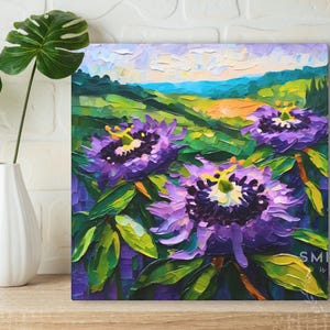 Passion Flower Painting, Tennessee State Wildflower Landscape on Canvas Wall Art Print Original Artwork, Home Decor Gift image 7