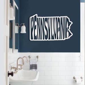 Placa de metal decorativa de parede da Pensilvânia, com o nome do estado da Pensilvânia em formato retrô, grande, para pendurar na parede, ideal para decoração de quarto de estudante e casa. imagem 11