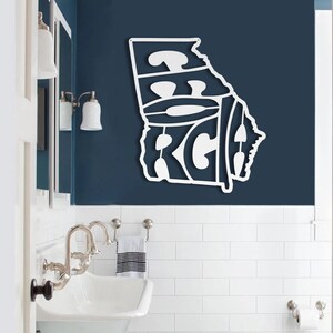 Georgia Wall Art Metal Sign, Retro Georgia State Shaped Silhouette Name Outline Large Wall Hanging, University Dorm Room & Home Decor Gift image 11