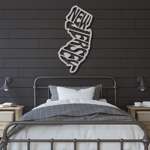 Letrero metálico decorativo para pared de Nueva Jersey, decoración de pared retro con el nombre del estado, ideal para dormitorios universitarios y el hogar. Regalo de Nueva Jersey. imagen 13