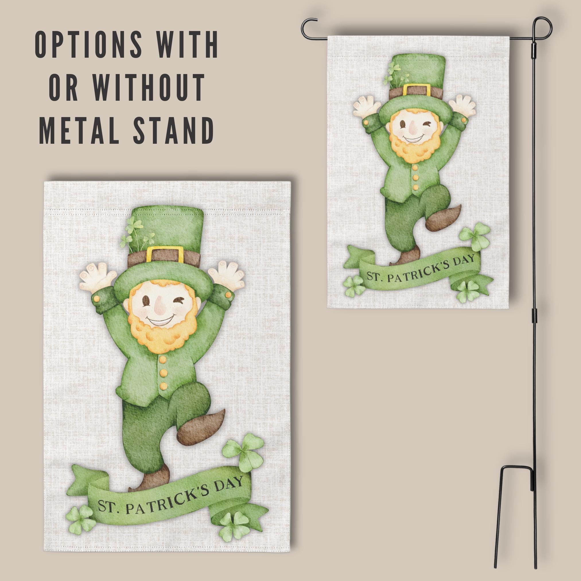 EKORESS St. Patricks Day Gartenflagge - Irischer Kobold Mit Kleeblättern, Outdoor-Dekoration, 30,5x45,7 Cm
