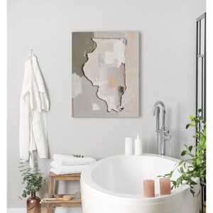 Abstract Illinois State Silhouette Wall Art Print, Modern Minimalist Textured Painting In Neutral Muted Color Artwork, Dusty Pink Gray Decor image 8