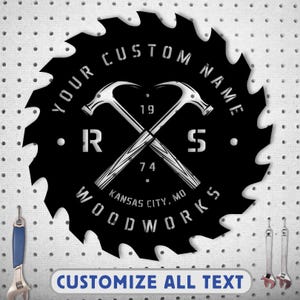 Metall Holzbearbeitungsschild, benutzerdefiniertes Ladenschild, personalisiertes Werkstattschild, Werkzeugschild, benutzerdefinierte Garagenmetallschild & Mannhöhlendekor, Holzbearbeitungsgeschenk