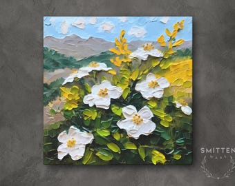 Impresión artística de pared en lienzo con paisaje de Idaho, símbolo de la flor del estado de Idaho, pintura original, obra de arte, decoración del hogar, regalo