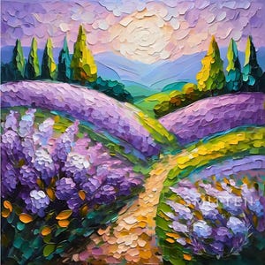 Lilac Art - Giclee Print or Canvas Wall Art - Purple Flower Garden Spring Landscape Print - Original Oil Painting Artwork