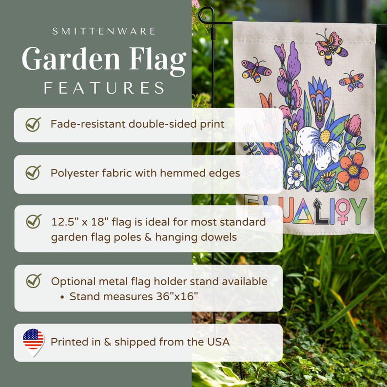 Gleichheit Gartenfahne | Vielfalt, Inklusion und Gleichstellung Werbeschild | Wir glauben, dass alle hier willkommen sind Bild 4