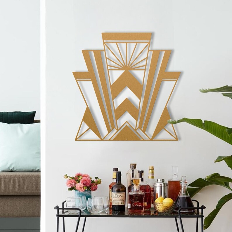Silver Art Deco Wall Art, Hollywood Regency Decor, Glamorous Geometric Metal Sign, Luxe Entryway Statement Piece, Elegant Home Accent image 11