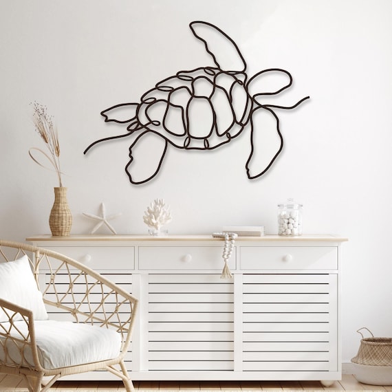 Sea Turtle Metal Wall Decor, Sea Turtle Metal Art, Aquatic Decor, Metal Sea Turtle Wall Art, Modern Minimalist Coastal Beach House Decor