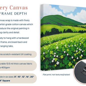 Irish Shamrock Field Landscape Painting, Celtic St. Patrick's Day Decor Artwork, Lush Green Ireland Art Print, Irish Gift Bild 2