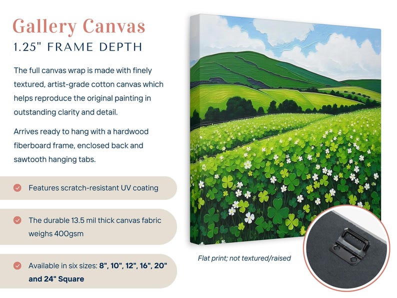 Irish Shamrock Field Landscape Painting, Celtic St. Patrick's Day Decor Artwork, Lush Green Ireland Art Print, Irish Gift Bild 2