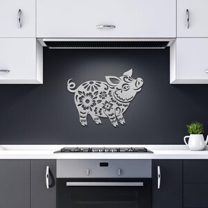 Year of the Pig Chinese Zodiac Metal Wall Art in Papercut Style, Feng Shui Metal Wall Decor for Good Luck, Chinese Lunar New Year Gift image 11