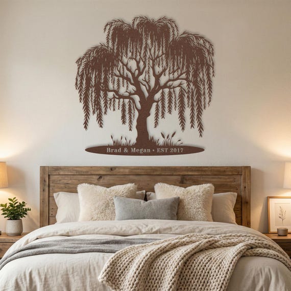 Weeping Willow Metal Wall Art • Personalized 9th Anniversary Gift