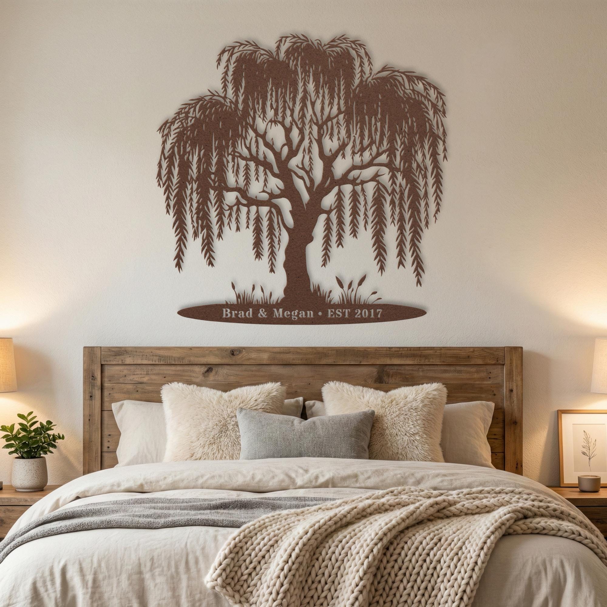 Weeping Willow Metal Wall Art • Personalized 9th Anniversary Gift
