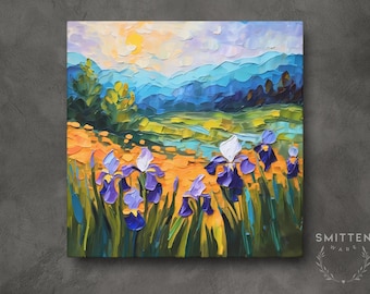 Tennessee Art on Canvas Wall Art Print, Iris Tennessee State Flower Landscape Painting Artwork Decoration, Home Decor Gift