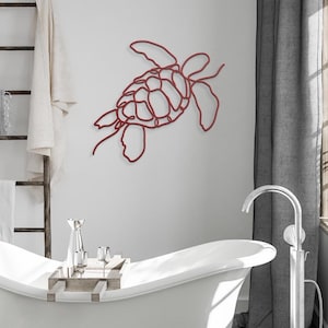 Sea Turtle Metal Wall Decor, Sea Turtle Metal Art, Aquatic Decor, Metal Sea Turtle Wall Art, Modern Minimalist Coastal Beach House Decor image 12