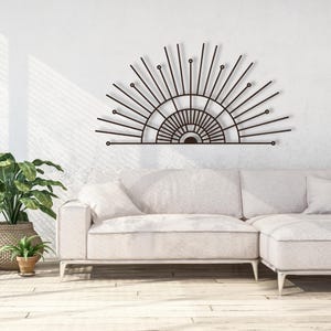 Metal Art Deco Sun Wall Art, Large Metal Half Sun Wall Decor, Metal ...