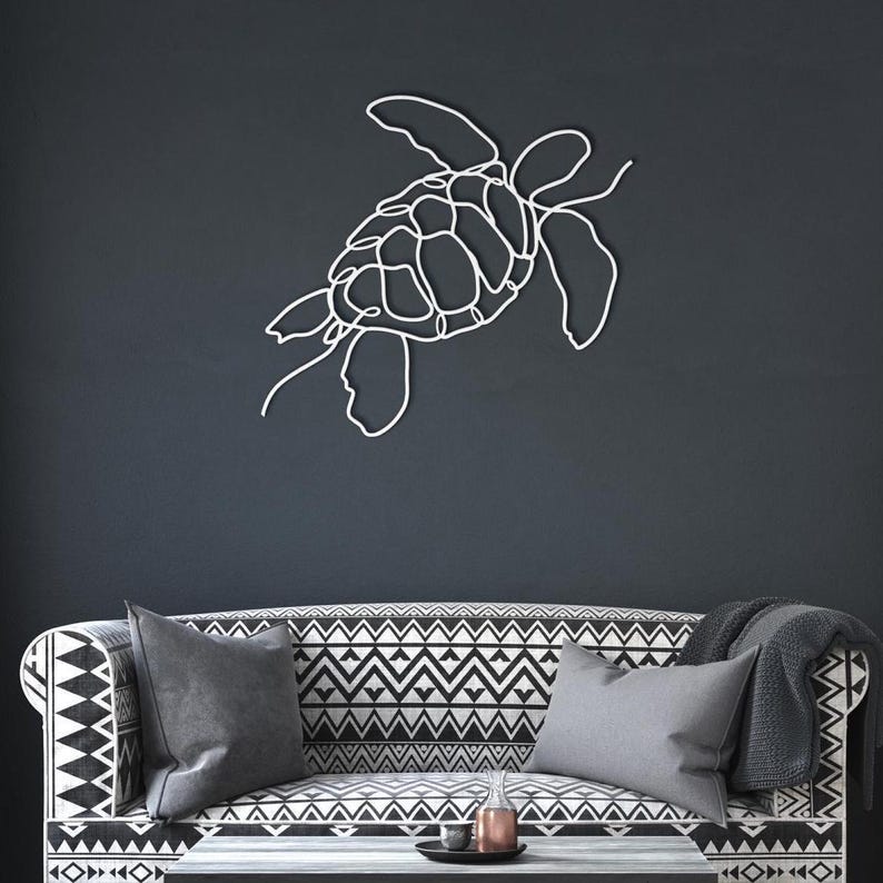 Sea Turtle Metal Wall Decor, Sea Turtle Metal Art, Aquatic Decor, Metal Sea Turtle Wall Art, Modern Minimalist Coastal Beach House Decor image 13