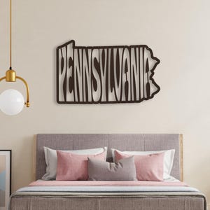Placa de metal decorativa de parede da Pensilvânia, com o nome do estado da Pensilvânia em formato retrô, grande, para pendurar na parede, ideal para decoração de quarto de estudante e casa. imagem 13