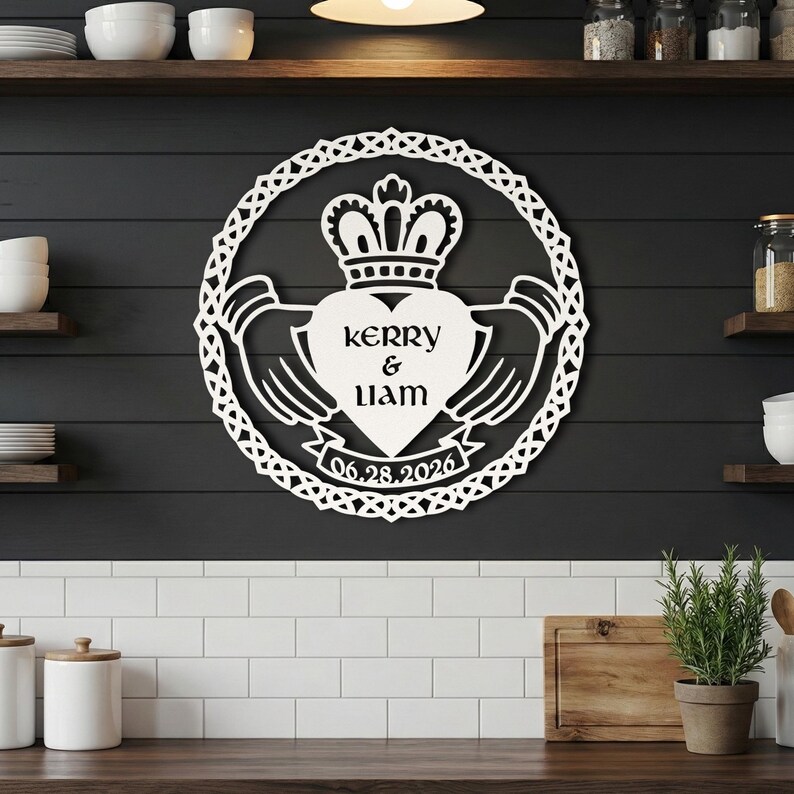 Personalized Claddagh Wall Art • Custom Couple Name Sign • Irish ...