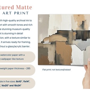 Abstract North Carolina State Silhouette Wall Art Print, Modern Minimalist Painting in Neutral Muted Color Artwork, Brown Beige Gray Decor image 3