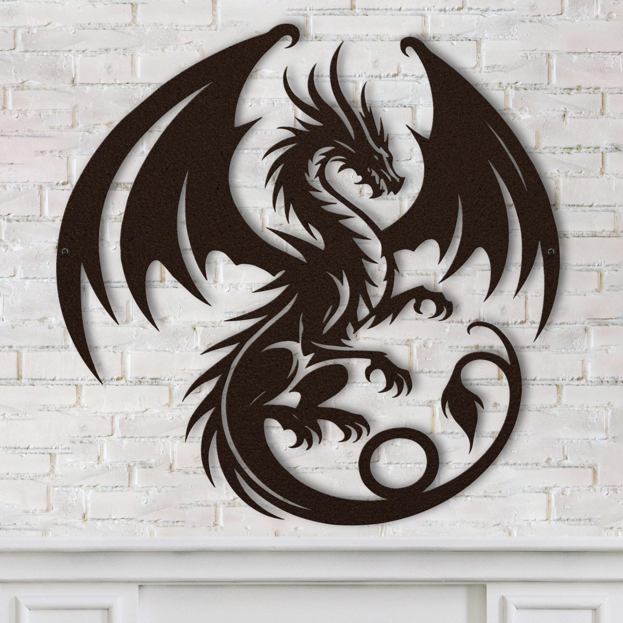 Metal Dragon Wall Art, Flying Dragon Wall Hanging, Chinese Dragon Metal Sign, Fantasy Metal Asian Art, Year of the Dragon Metal Wall Decor