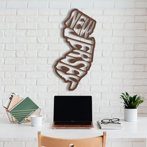 Letrero metálico decorativo para pared de Nueva Jersey, decoración de pared retro con el nombre del estado, ideal para dormitorios universitarios y el hogar. Regalo de Nueva Jersey. imagen 9