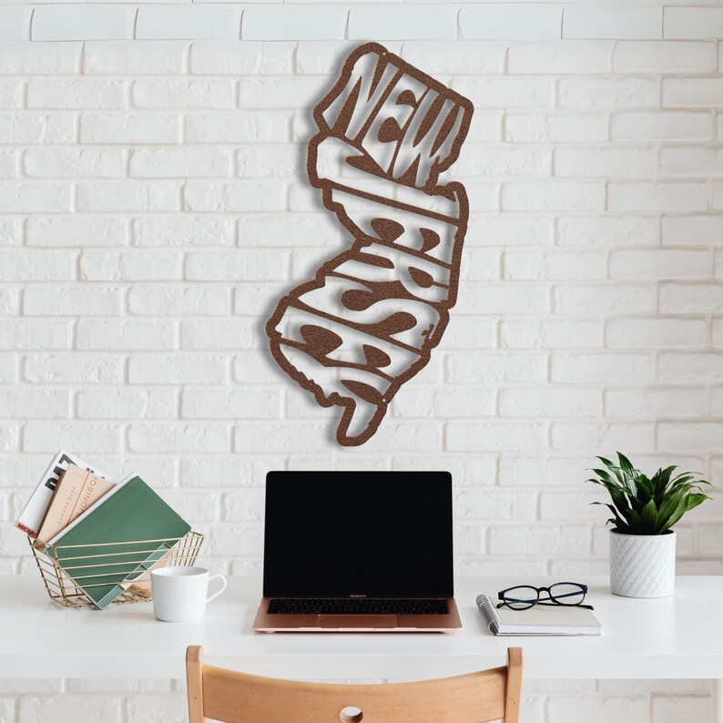 Letrero metálico decorativo para pared de Nueva Jersey, decoración de pared retro con el nombre del estado, ideal para dormitorios universitarios y el hogar. Regalo de Nueva Jersey. imagen 9