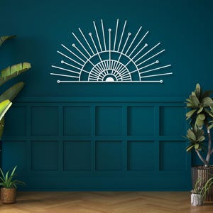 Metal Art Deco Sun Wall Art, Large Metal Half Sun Wall Decor, Metal ...