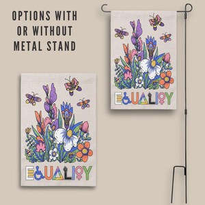 Gleichheit Gartenfahne | Vielfalt, Inklusion und Gleichstellung Werbeschild | Wir glauben, dass alle hier willkommen sind Bild 8