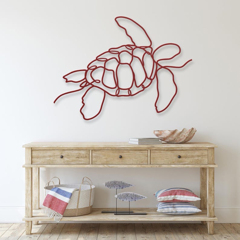 Sea Turtle Metal Wall Decor, Sea Turtle Metal Art, Aquatic Decor, Metal Sea Turtle Wall Art, Modern Minimalist Coastal Beach House Decor image 10
