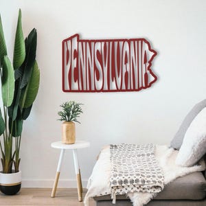 Placa de metal decorativa de parede da Pensilvânia, com o nome do estado da Pensilvânia em formato retrô, grande, para pendurar na parede, ideal para decoração de quarto de estudante e casa. imagem 10