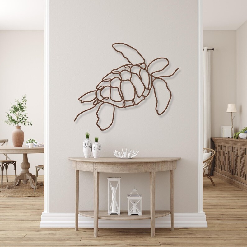 Sea Turtle Metal Wall Decor, Sea Turtle Metal Art, Aquatic Decor, Metal Sea Turtle Wall Art, Modern Minimalist Coastal Beach House Decor image 9