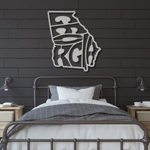 Georgia Wall Art Metal Sign, Retro Georgia State Shaped Silhouette Name Outline Large Wall Hanging, University Dorm Room & Home Decor Gift image 12