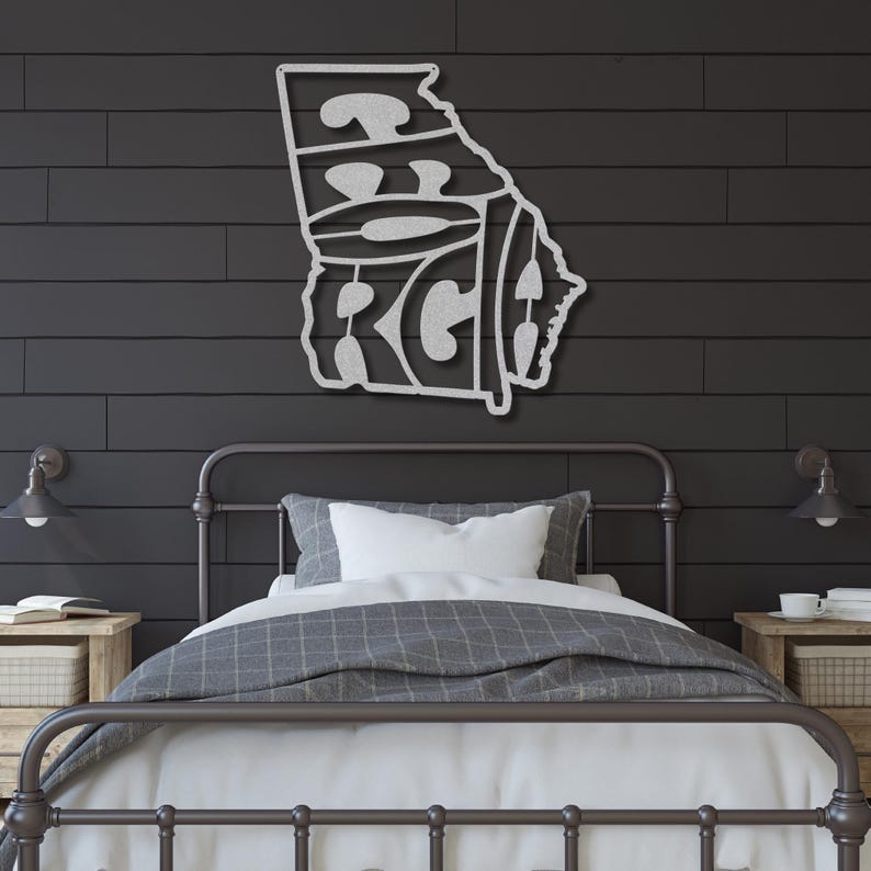 Georgia Wall Art Metal Sign, Retro Georgia State Shaped Silhouette Name Outline Large Wall Hanging, University Dorm Room & Home Decor Gift image 12