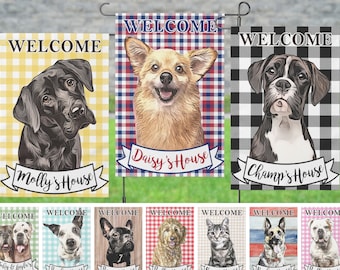 Custom Pet Garden Flag with Dogs & Cats, Custom Pet Portrait from Photo, Personalized Yard Flag, Cat Dad + Dog Mom Gift, Unique Garden Decor