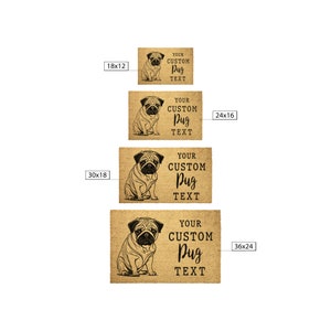 Pug Doormat: Custom Personalized Welcome Mat Coir Outdoor Rug, Entryway Front Porch Decor afbeelding 4