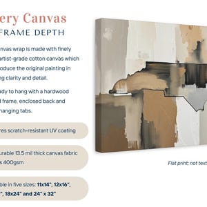 Abstract North Carolina State Silhouette Wall Art Print, Modern Minimalist Painting in Neutral Muted Color Artwork, Brown Beige Gray Decor image 2