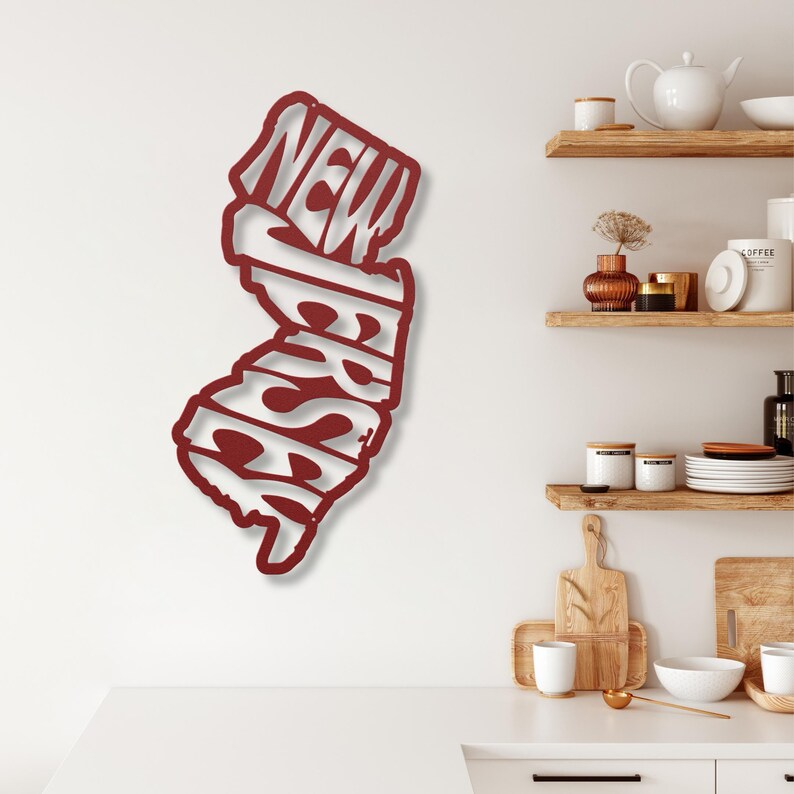 Letrero metálico decorativo para pared de Nueva Jersey, decoración de pared retro con el nombre del estado, ideal para dormitorios universitarios y el hogar. Regalo de Nueva Jersey. imagen 10