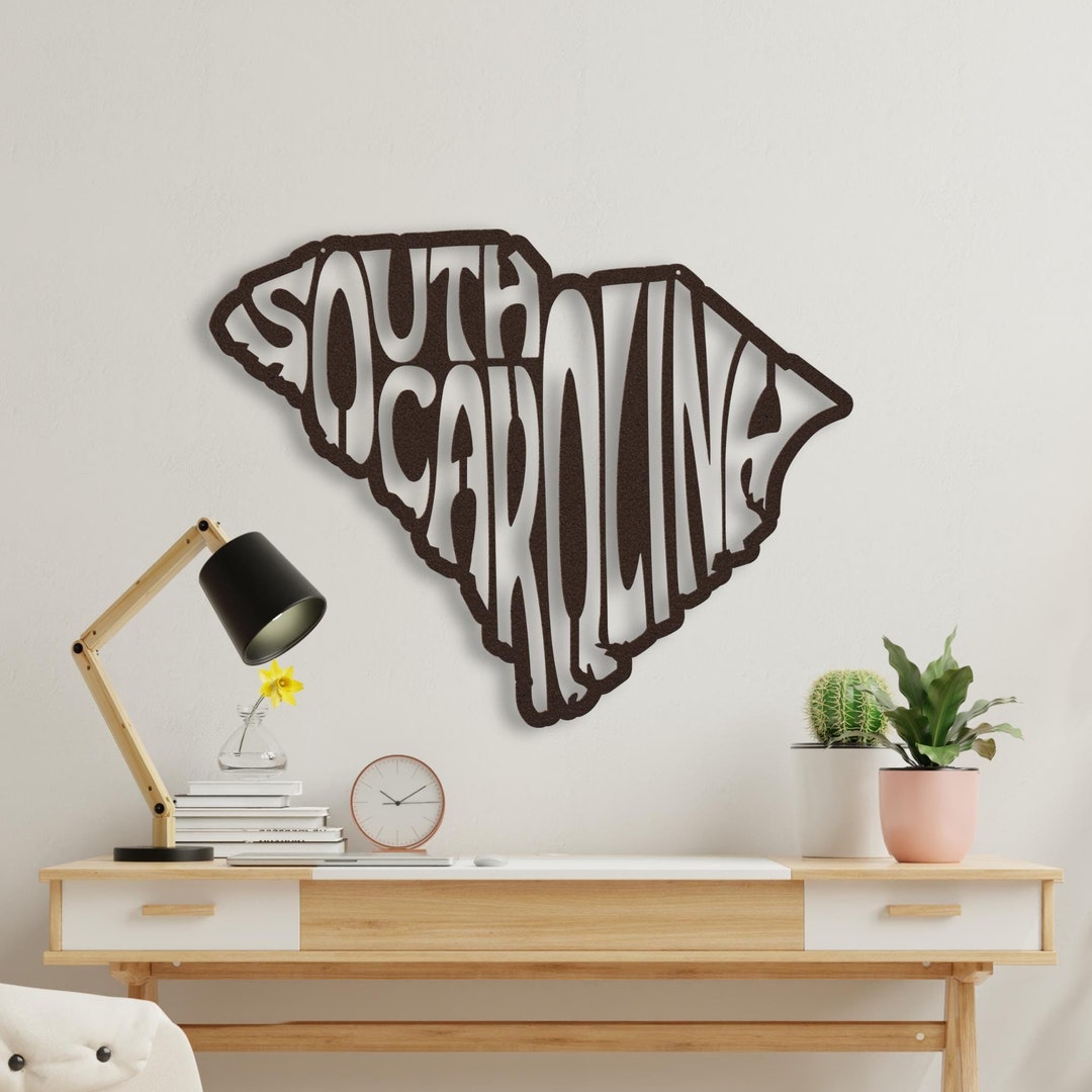 South Carolina Wall Art Metal Sign, Retro South Carolina State Shaped ...