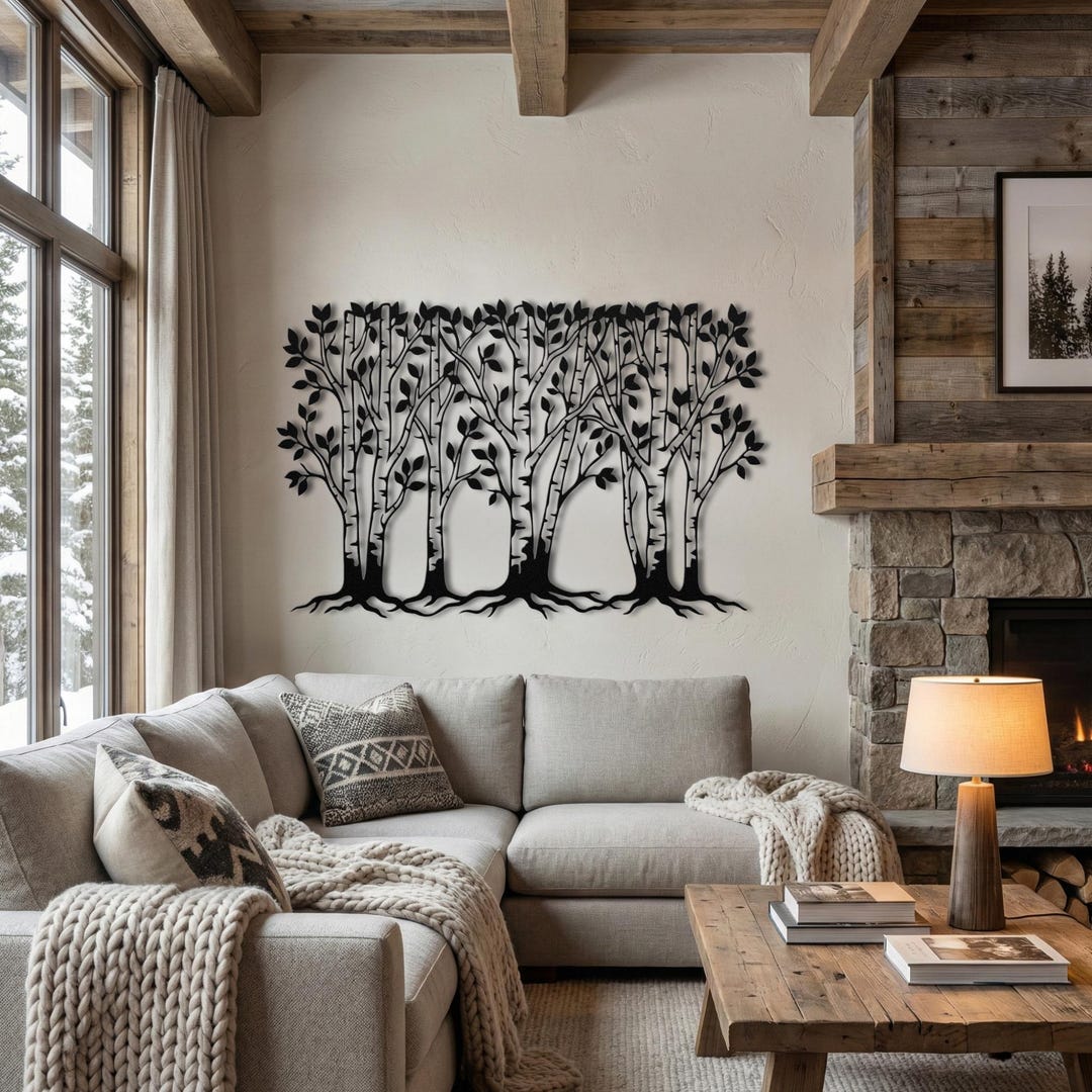 Metal Birch Tree Forest Wall Art • Aspen Grove Sign • Mountain Modern ...