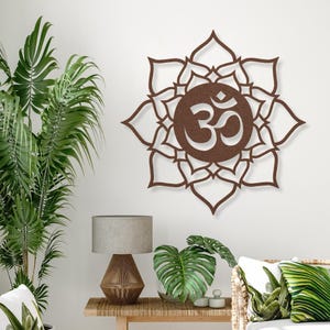 Metal Lotus and Ohm Wall Decor, Metal Om Symbol Large Wall Art, Zen Lotus Flower Metal Wall Art, Yogi Lotus Mandala Metal Wall Hanging Sign image 13