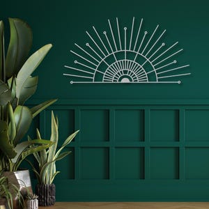 Metal Art Deco Sun Wall Art, Large Metal Half Sun Wall Decor, Metal ...