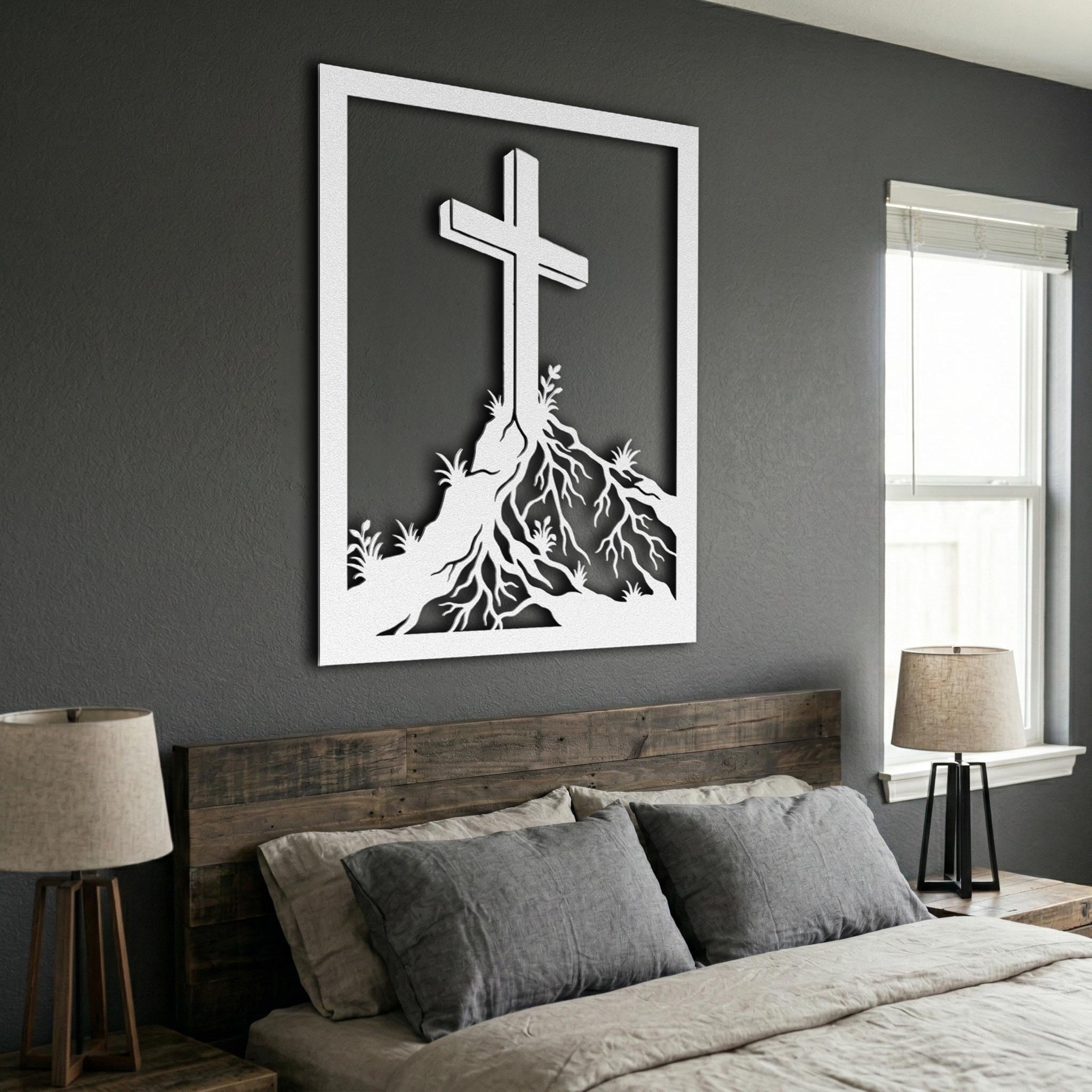 Christian Wall Art • Metal Wall Cross • Cross Wall Decor • Rooted Faith ...