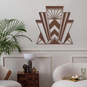 Silver Art Deco Wall Art, Hollywood Regency Decor, Glamorous Geometric Metal Sign, Luxe Entryway Statement Piece, Elegant Home Accent image 2