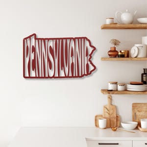 Placa de metal decorativa de parede da Pensilvânia, com o nome do estado da Pensilvânia em formato retrô, grande, para pendurar na parede, ideal para decoração de quarto de estudante e casa. imagem 14