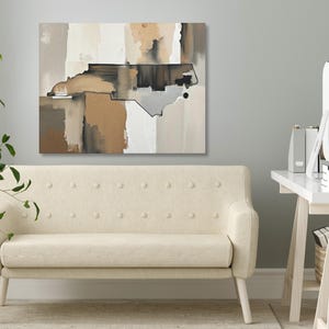 Abstract North Carolina State Silhouette Wall Art Print, Modern Minimalist Painting in Neutral Muted Color Artwork, Brown Beige Gray Decor image 7
