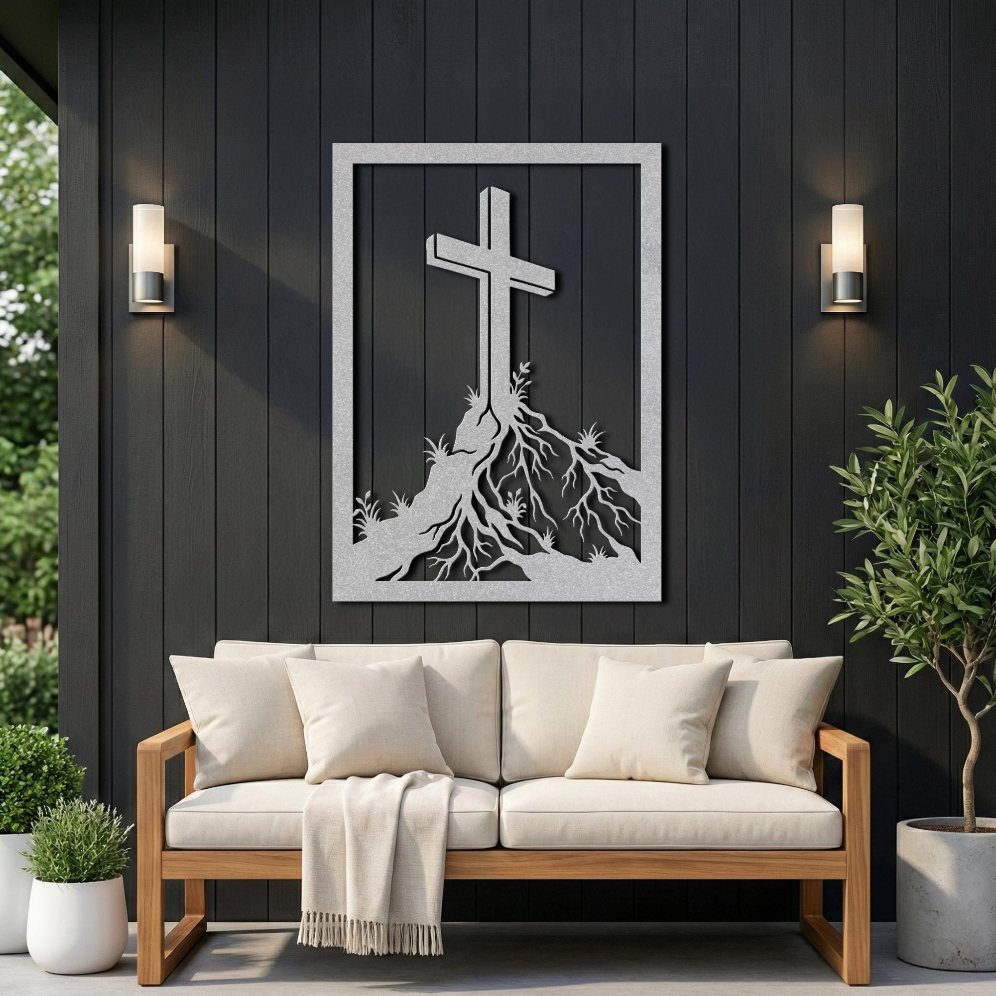 Christian Wall Art • Metal Wall Cross • Cross Wall Decor • Rooted Faith ...