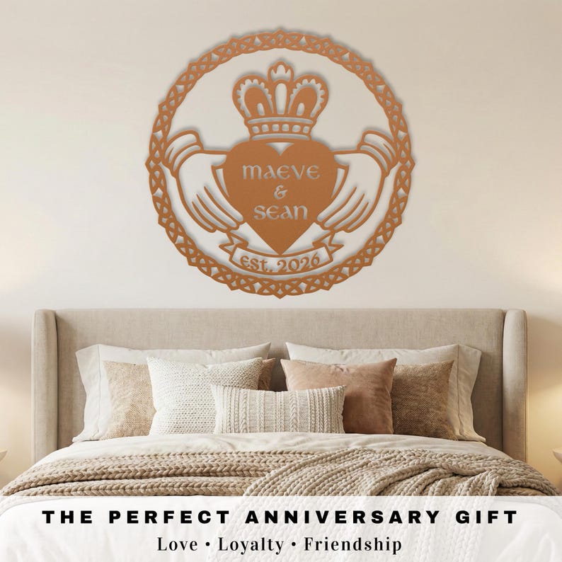Personalized Claddagh Wall Art • Custom Couple Name Sign • Irish ...