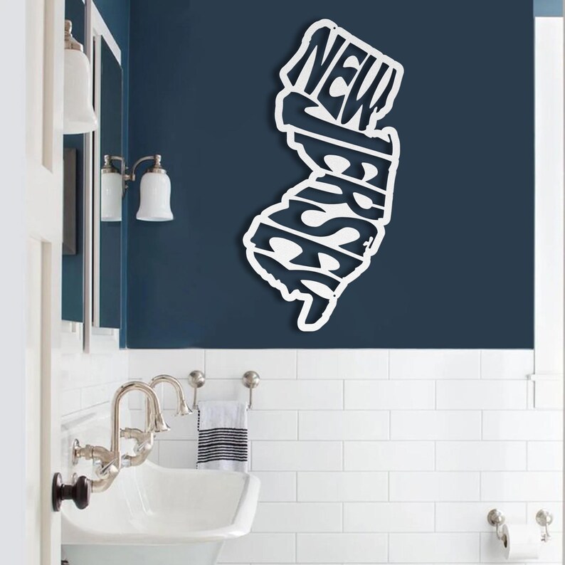 Letrero metálico decorativo para pared de Nueva Jersey, decoración de pared retro con el nombre del estado, ideal para dormitorios universitarios y el hogar. Regalo de Nueva Jersey. imagen 11